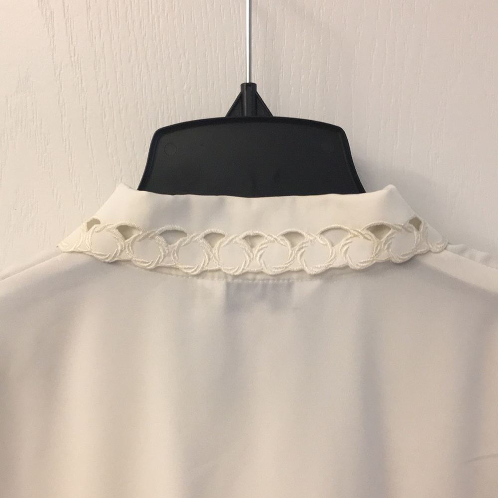 White Lace Button Down Top - Picture 10 of 11